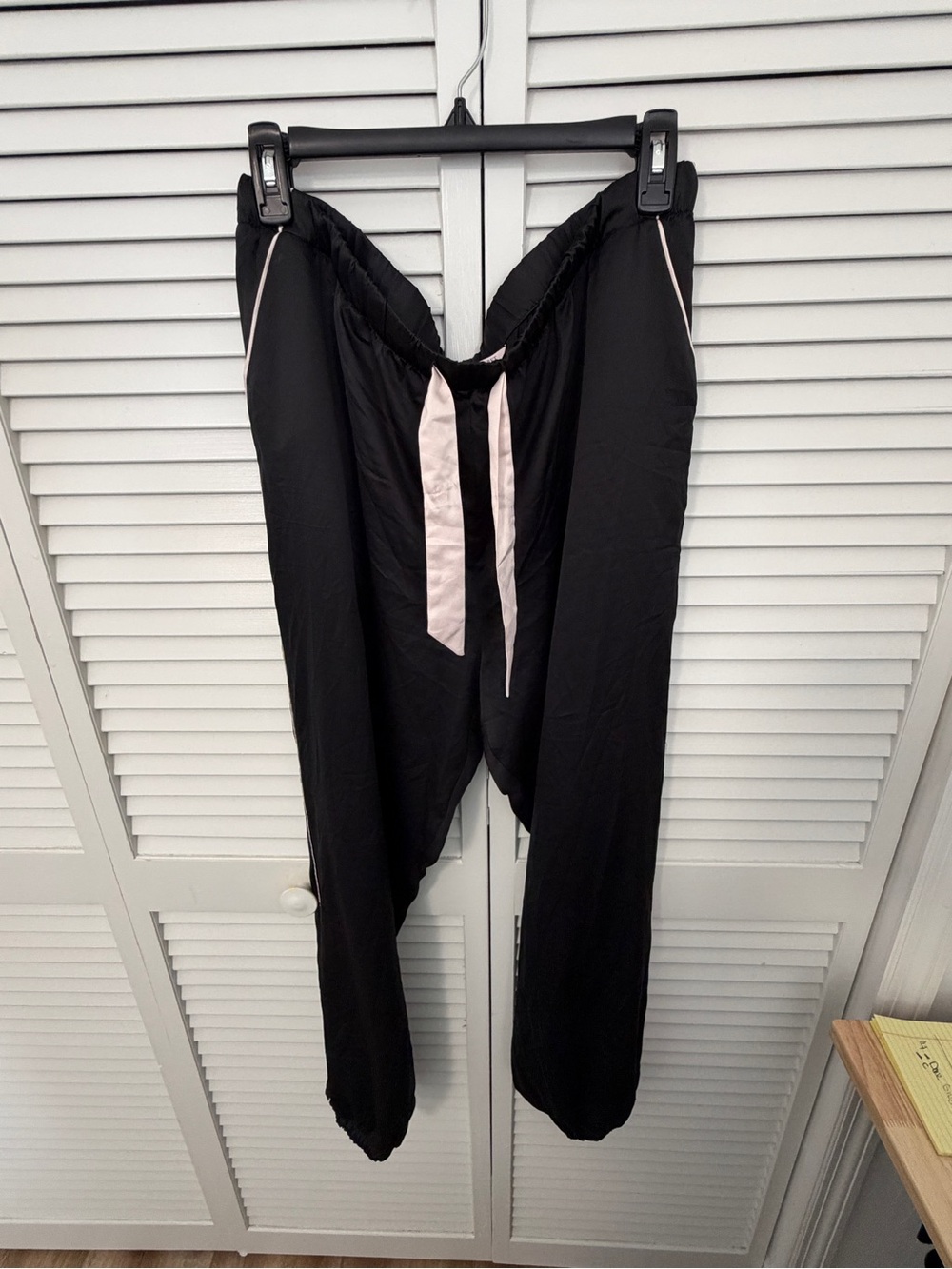 Victoria's Secret Satin Black Jogger Pants with Drawstring Size XL